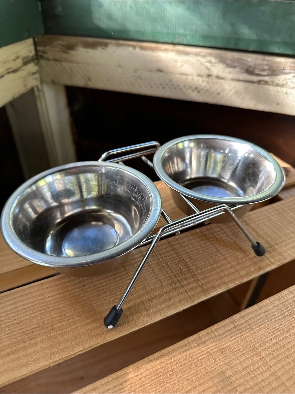 Stainless Steel Double Pet Bowl Set with Elevated Stand for XS Dog